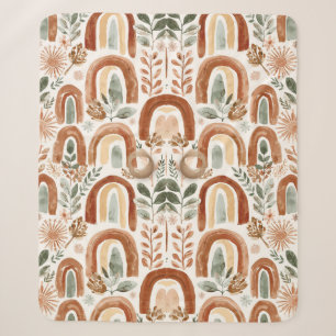 Vintage Boho Regenbogen Sherpadecke