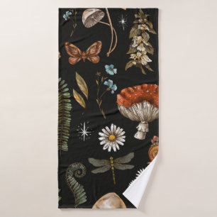 Vintage bois nature motif sans couture. Amanita 