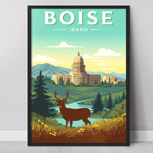 Vintage Boise Idaho Poster