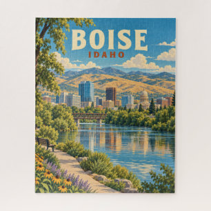 Vintage Boise Idaho Skyline Uferfront