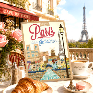 Vintage Bonjour Paris Reisen Postkarte