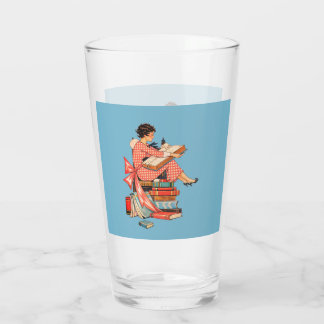 Vintage Book Lover Reading Illustration Glas