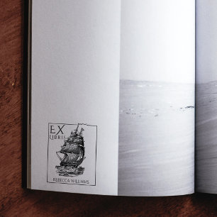 Vintage-Boot-Ex-Libris-Bibliotheksbuch Gummistempel