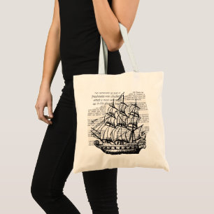 VINTAGE-BOOT MIT ZITAT TRAGETASCHE