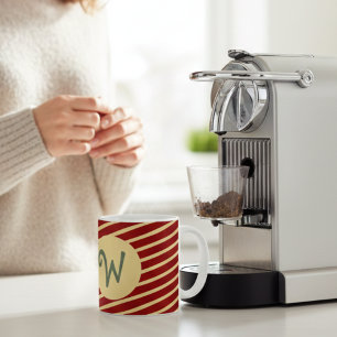 Vintage-Bordeauxrot und cremefarbene Streifen mit  Kaffeetasse