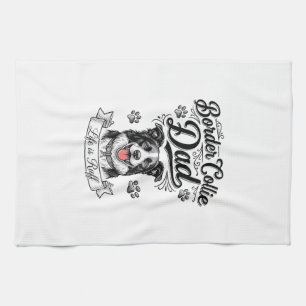 Vintage Border Collie Dad Gravur Hund Shirt Desi Geschirrtuch