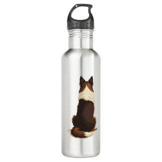 Vintage Border Collie From Behind Dog Illustration Edelstahlflasche