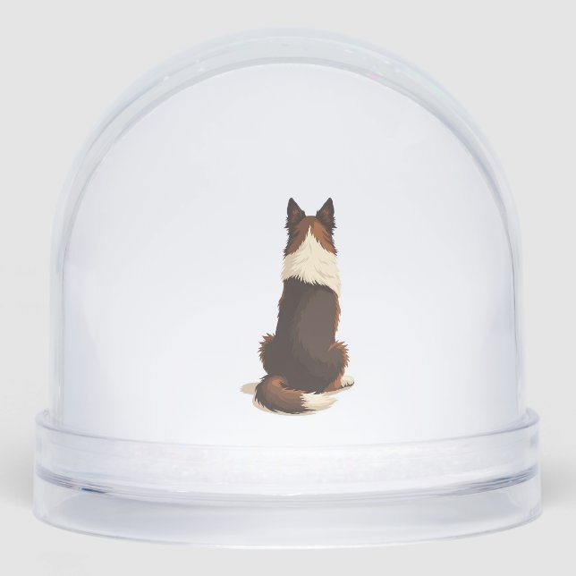 Vintage Border Collie From Behind Dog Illustration Schneekugeln (Vorderseite)