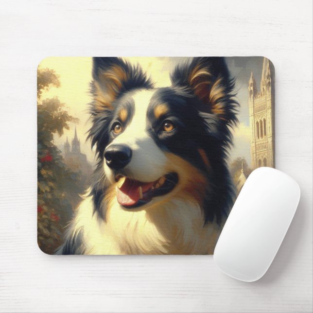 Vintage Border Collie Malerei Mousepad (Mit Mouse)