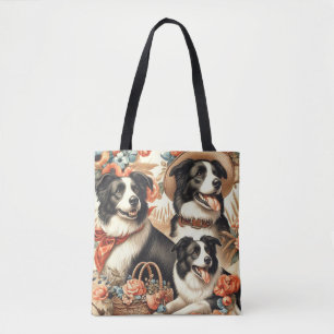Vintage Border Collie Malerei Tasche