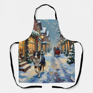 Vintage Border Collie Schnee Dorf Weihnachten Schürze