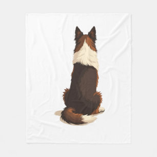 Vintage Border Collie von hinten Hund-Illustration Fleecedecke