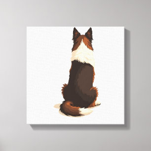 Vintage Border Collie von hinten Hund-Illustration Leinwanddruck