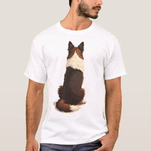 Vintage Border Collie von hinten Hund-Illustration T-Shirt