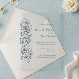 Vintage Border Elegant Wedding Acrylic Invitation Acryleinladungen