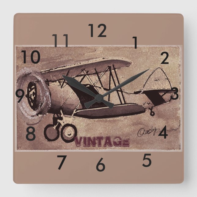 Vintage Bordmauer Quadratische Wanduhr (Vorderseite)
