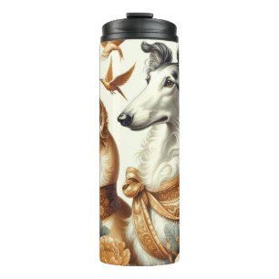 Vintage Borzoi-Hunde-Illustration Thermosbecher