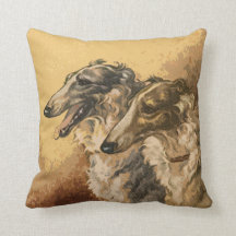 Vintage Borzoi-Paar-Kissen