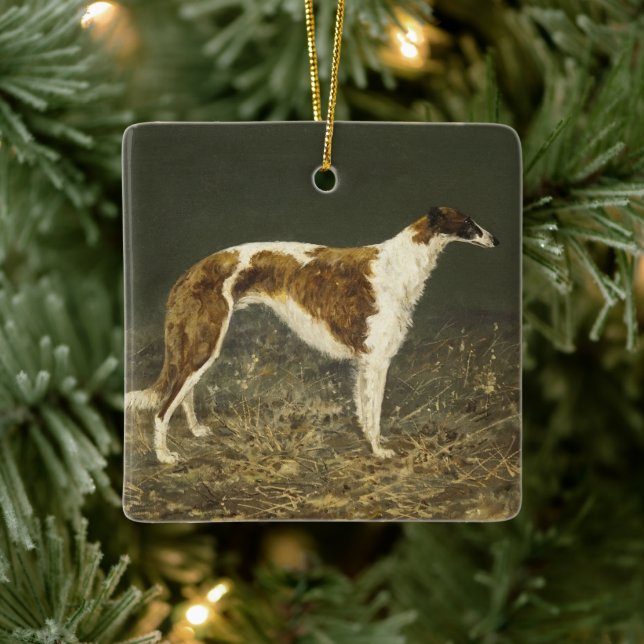 Vintage Borzoi Peinture Ornement de Noël (Arbre)