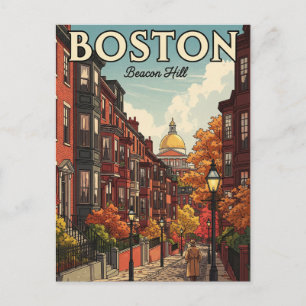 Vintage Boston Beacon Hill Reise Postkarte