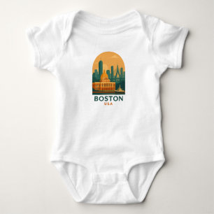 Vintage Boston USA Reise – Retro Stadt Kunst Baby Strampler