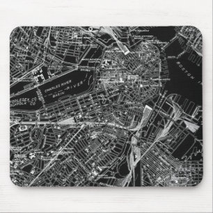 Vintage Bostonschwarzweiss-Karte Mousepad