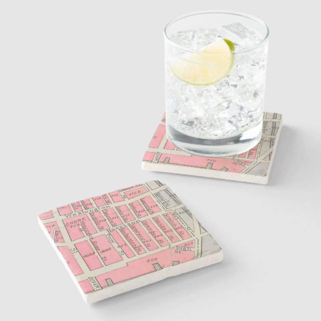 Vintage Bostonsüdenden-Karte Steinuntersetzer (Seitenansicht)