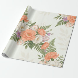 Vintage Botanical Apricot Floral Easter  Geschenkpapier
