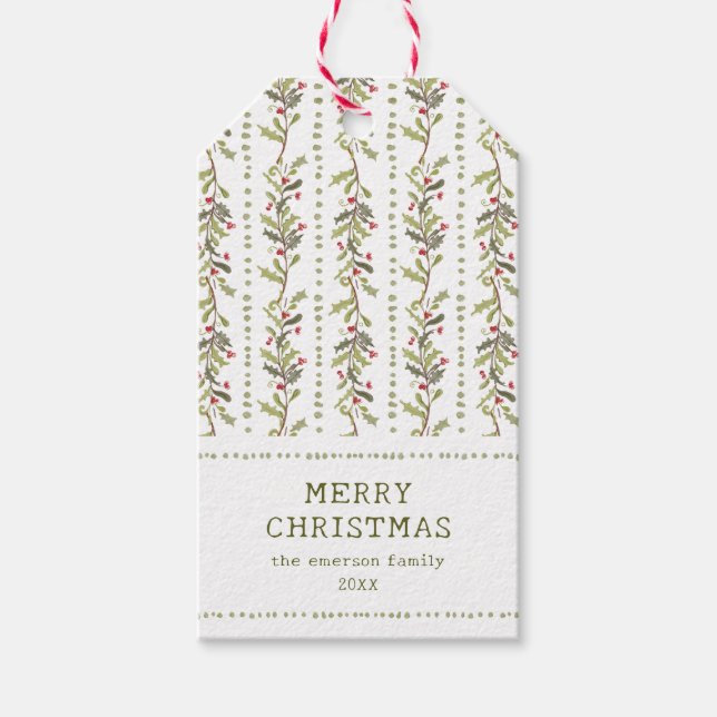 Vintage Botanical Christmas Geschenkanhänger (Vorderseite)