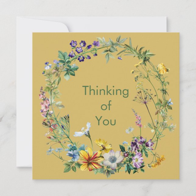 Vintage Botanical Circle Wreath Notecards with Env Mitteilungskarte (Vorderseite)