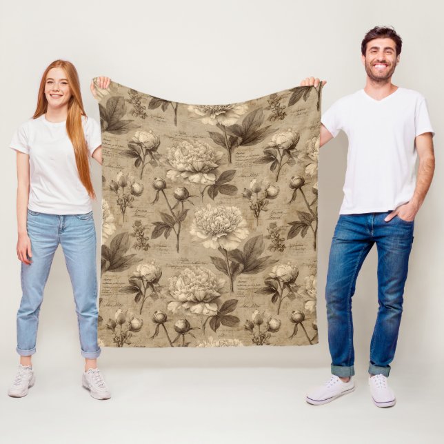 Vintage Botanical Floral Pattern (2) Fleecedecke (Beispiel)