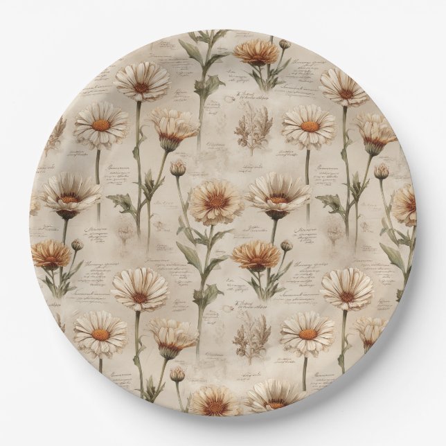 Vintage Botanical Floral Pattern (8) Pappteller (Vorderseite)