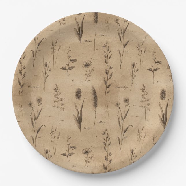 Vintage Botanical Floral Pattern (9) Pappteller (Vorderseite)