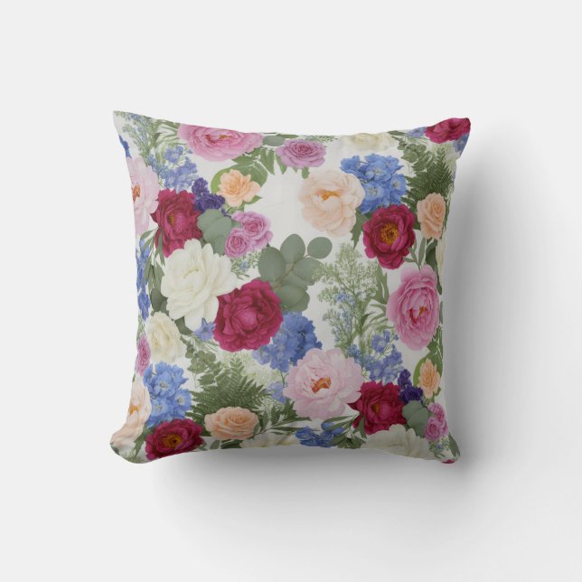 Vintage Botanical Garden Bouquet Kissen (Vorderseite)