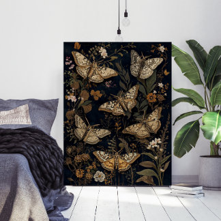 Vintage Botanical Moths & Flowers  Poster