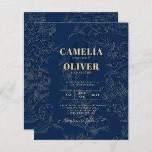 Vintage BOTANICAL Navy Blue Gold Hochzeit