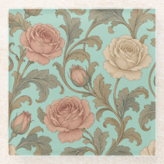 Vintage Botanical Rose Glasuntersetzer