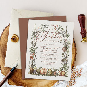 Vintage Botanical und Pilze Thanksgiving Einladung