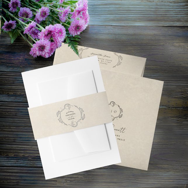 Vintage Botanical Wedding Envelope Belly Band (Von Creator hochgeladen)