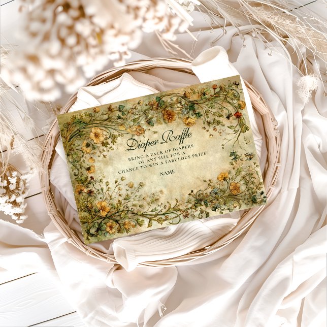 Vintage Botanical Wildflower Diapper Raffle  Begleitkarte (Von Creator hochgeladen)