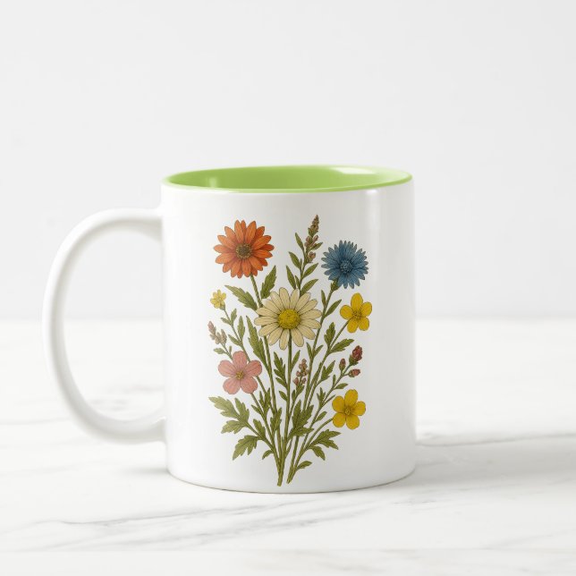 Vintage Botanical Wildflowers mug (Gauche)
