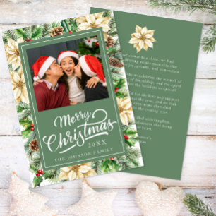 Vintage-Botanik-Frohe-Weihnachten-Postkarte Feiertagskarte