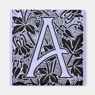 Vintage-Botanik-Initiale A Monogramm Arts & Crafts Magnet
