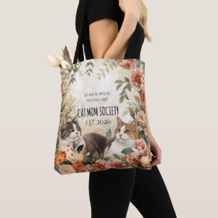 Vintage-Botanik-Katzenmutter-Gesellschaft Florale Tasche