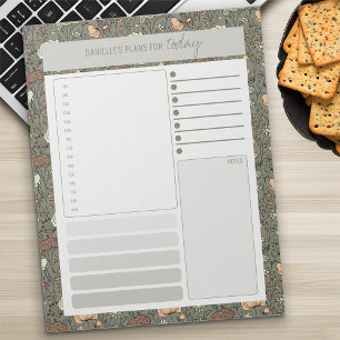 Vintage-Botanik-Olivenöl-Tagesplaner To-Do-Liste Notizblock