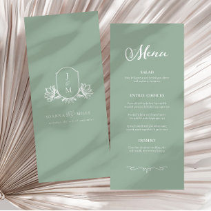 Vintage Botanique Monogramme Crest Mariage Menu