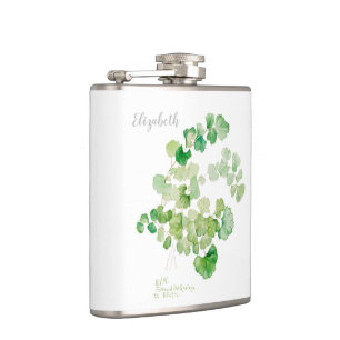 Vintage botanische Aquarellmalerei Flachmann