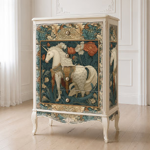 Vintage botanische Art Nouveau-Einhorn-Kunst Seidenpapier