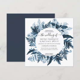 Vintage botanische Blaue Vegetation Einladung