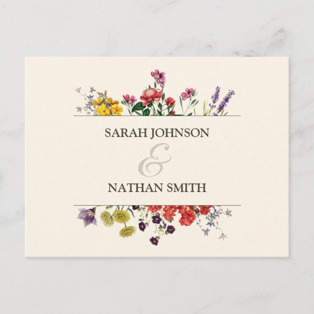 Vintage botanische Blume Hochzeit RSVP Postkarte (Vorderseite)